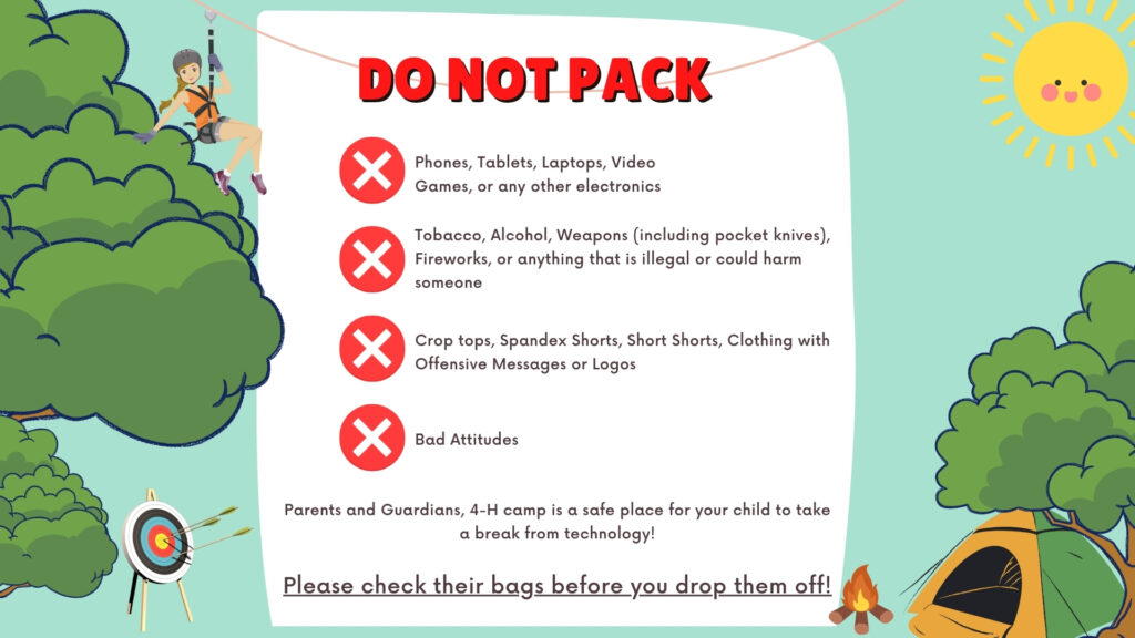 WHAT NOT TO PACK FOR CAMP.